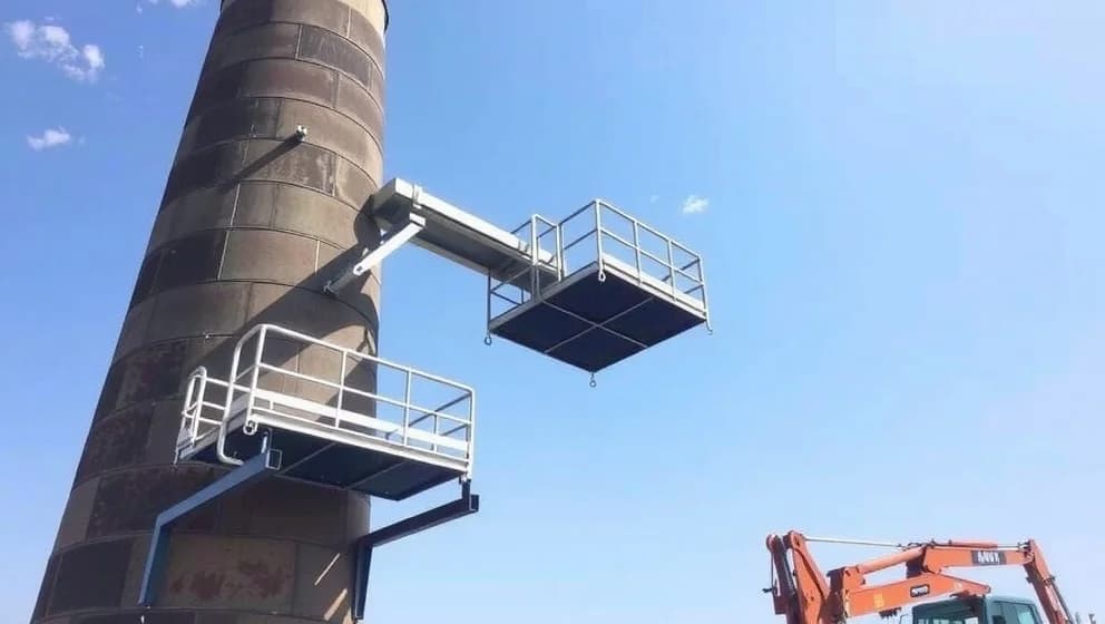 Arbetsplattform skorsten gör jobbet enkelt