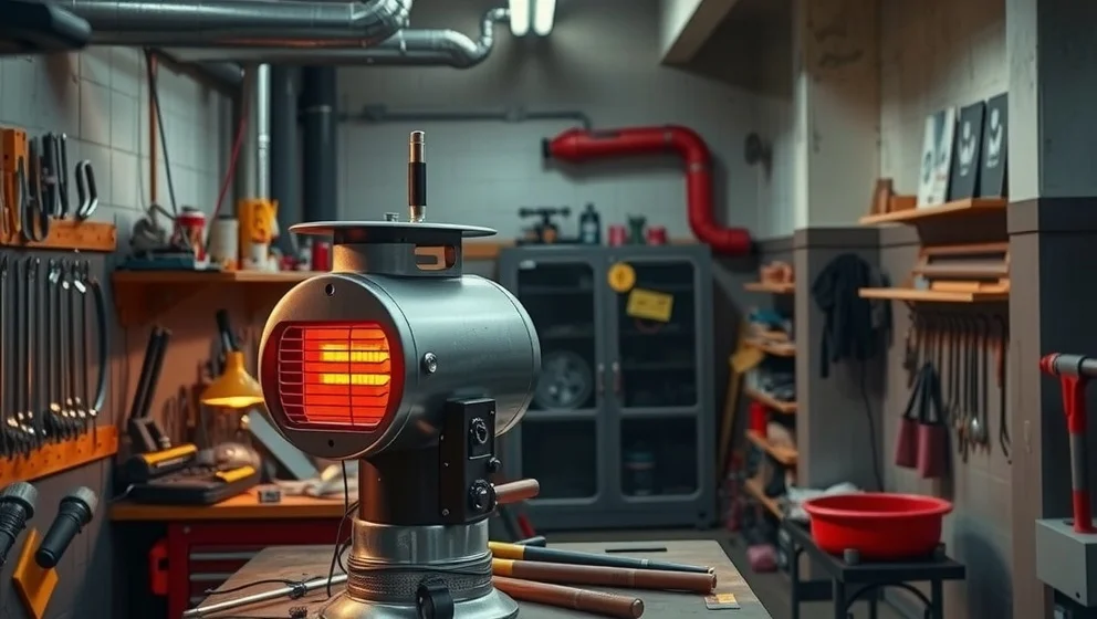 Dieselvärmare med skorsten fungerar som värmekälla