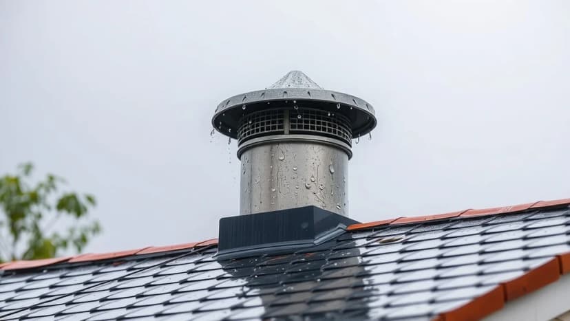 Regnskydd skorsten håller taket torrt