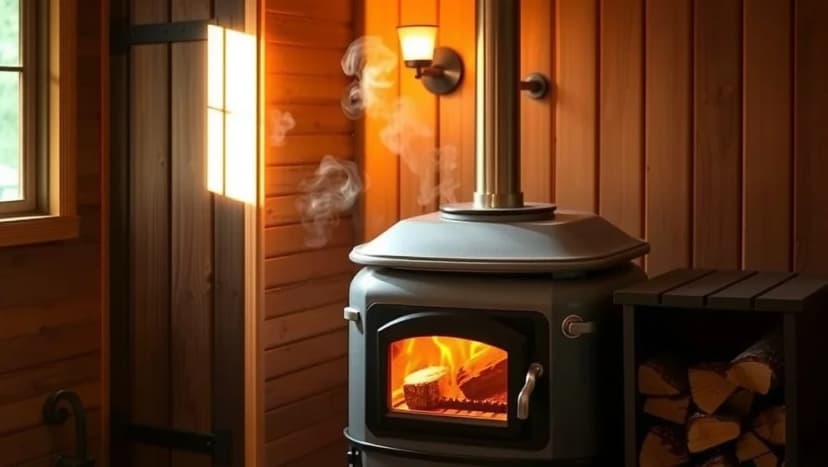 Vedeldat bastuaggregat med skorsten