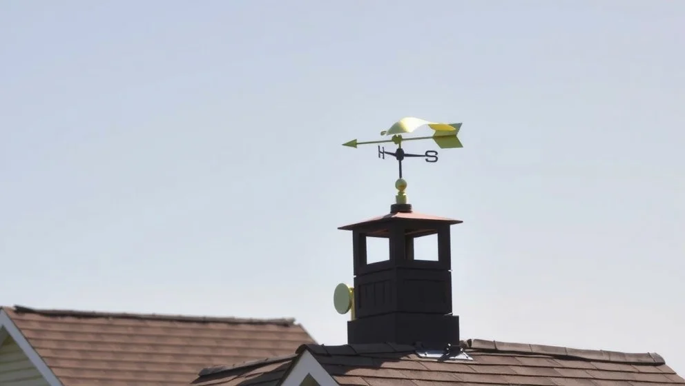 Vindflöjel skorsten på huset